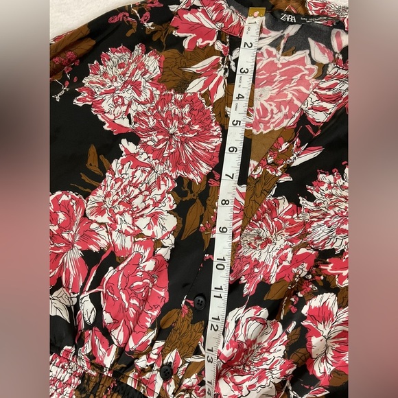 ZARA Printed Floral Long Sleeve Mini Dress Size S Authentic! - Picture 10 of 12